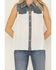 Image #3 - Cowgirl Hardware Women's Sleeveless Denim Chiffon Blouse, Medium Wash, hi-res