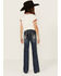 Image #1 - Grace in LA Girls' Dark Wash Butterfly Embroidered Stretch Bootcut Jeans, Dark Wash, hi-res