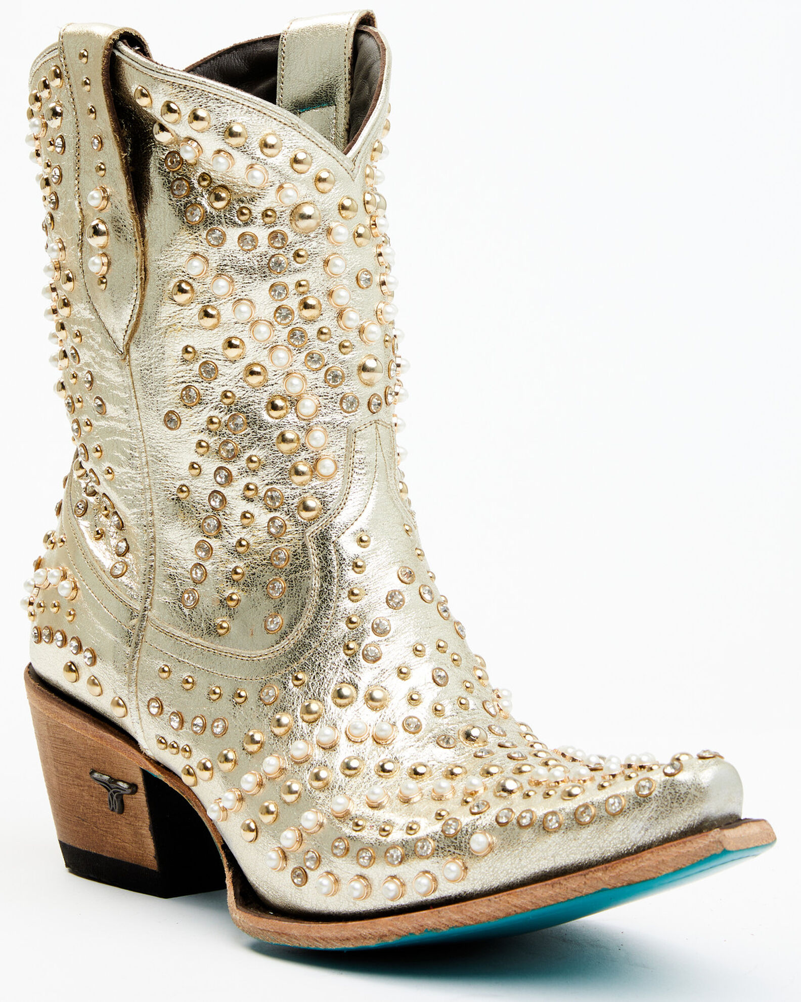 Boot Barn X Lane Women s Exclusive Dolly Metallic Leather Western Bridal Booties Snip Toe Sheplers