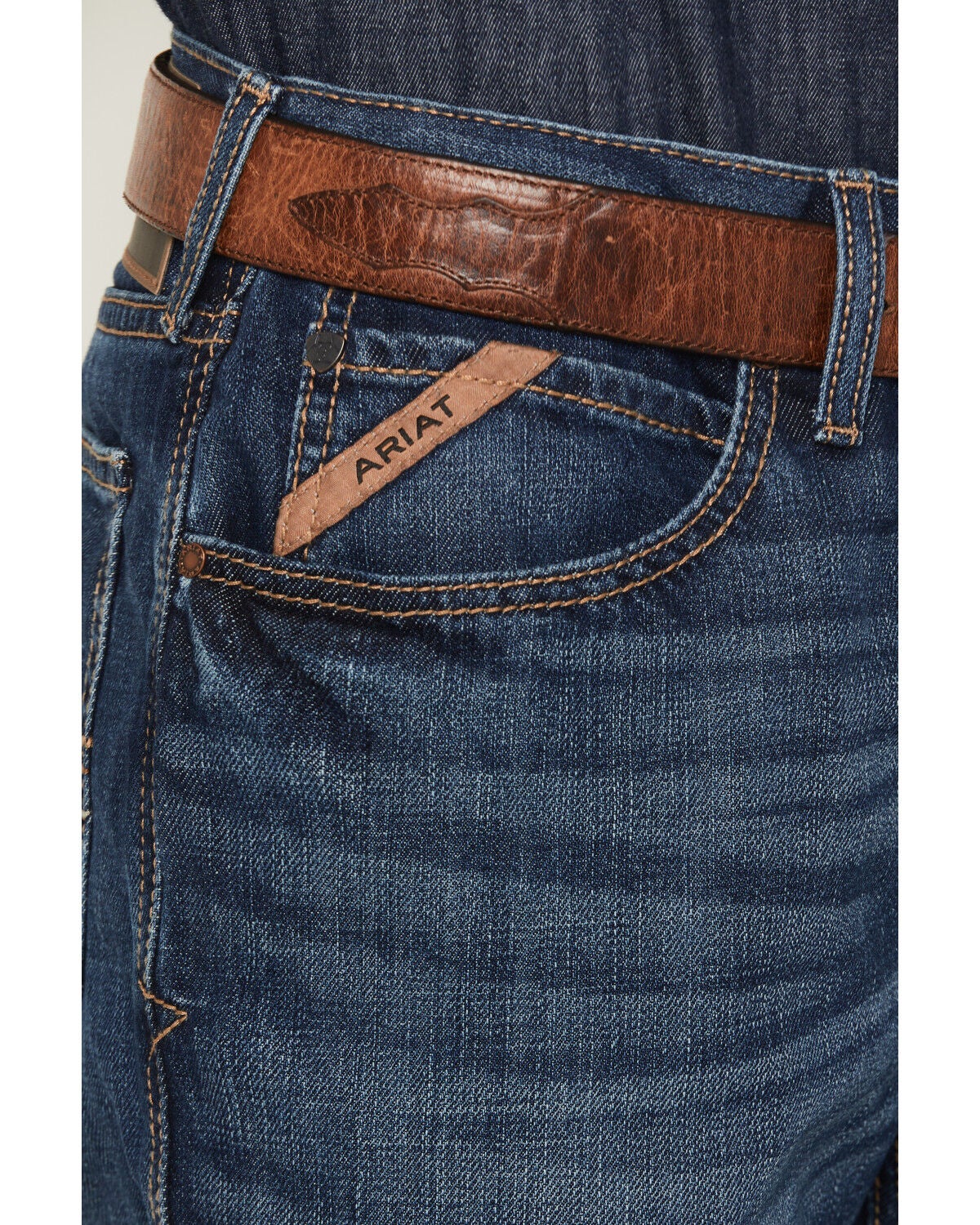 Image #2 - Ariat Men's M3 Newton Jesse Medium Wash Relaxed Straight Rigid Denim Jeans, Medium Wash, hi-res