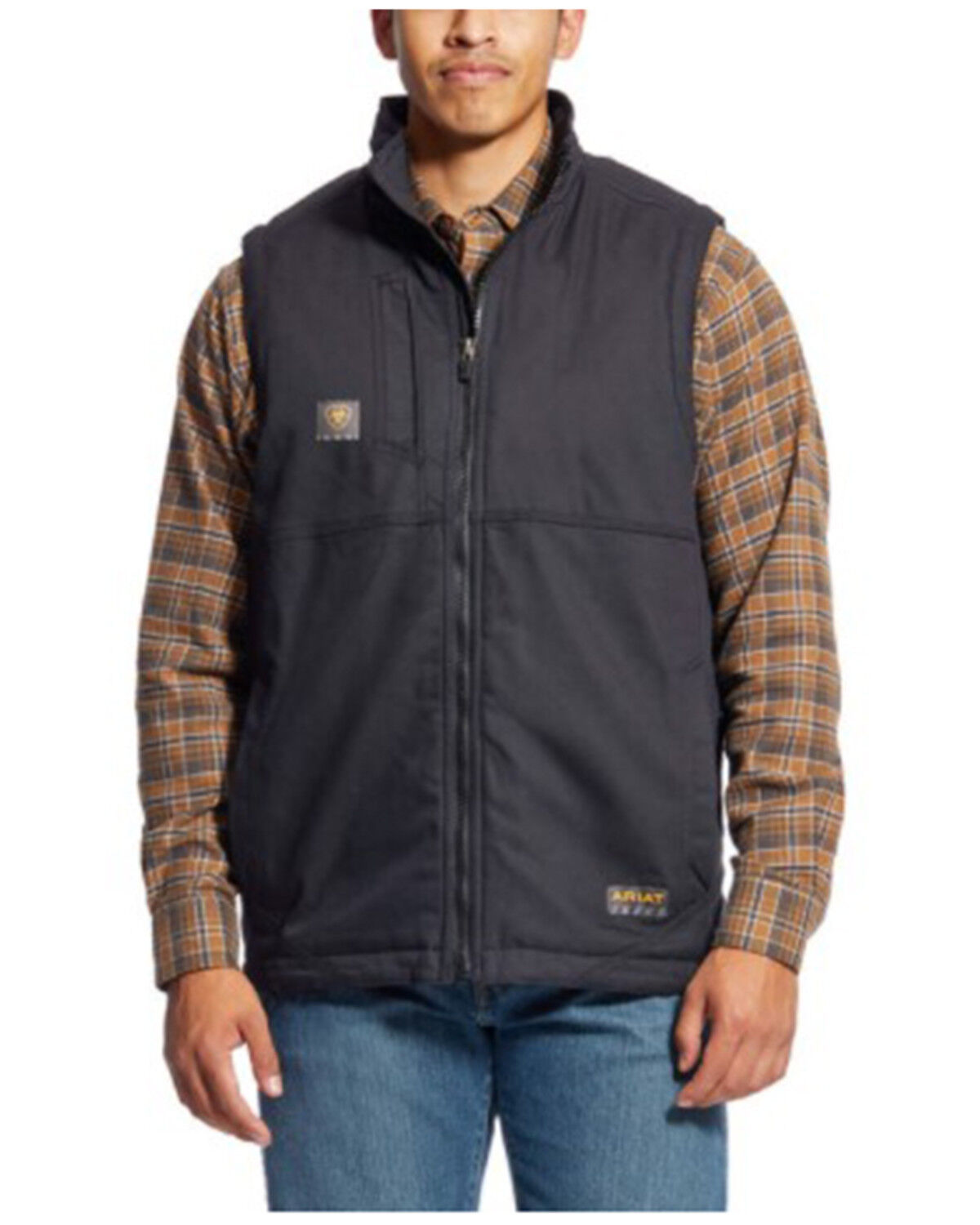 Image #1 - Ariat Men's Rebar DuraCanvas Solid Work Vest - Big & Tall, Black, hi-res