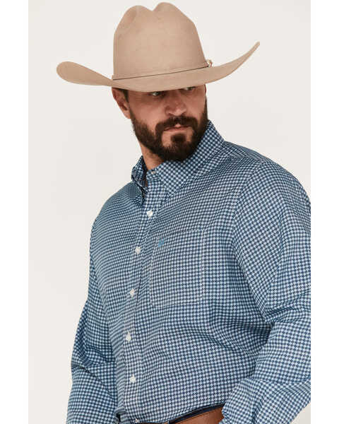 Image #2 - Panhandle Men's Performance Geo Print Long Sleeve Button Down Shirt, Blue, hi-res