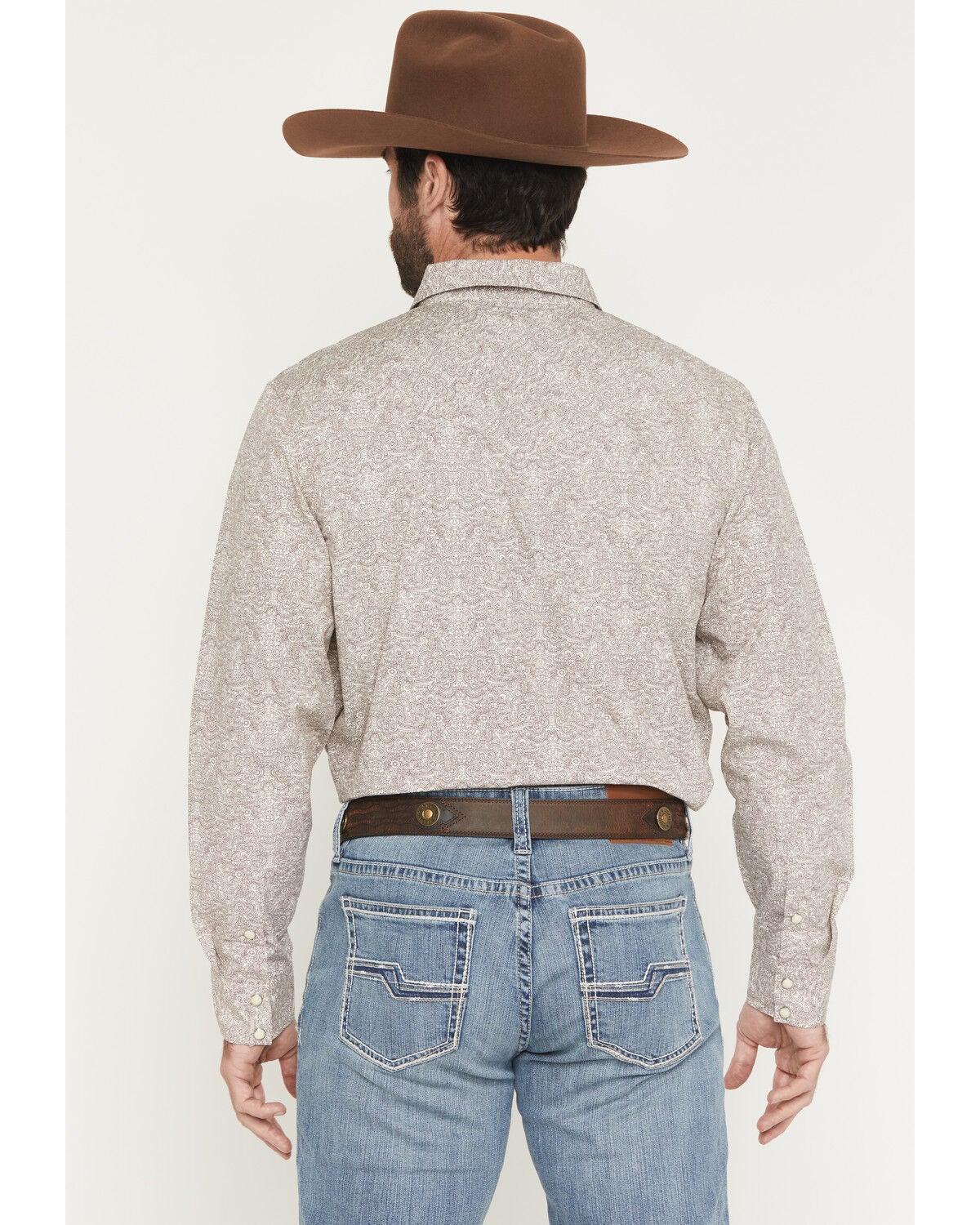 Image #4 - Gibson Trading Co Men's Mind Trap Paisley Print Long Sleeve Snap Western Shirt, Ivory, hi-res
