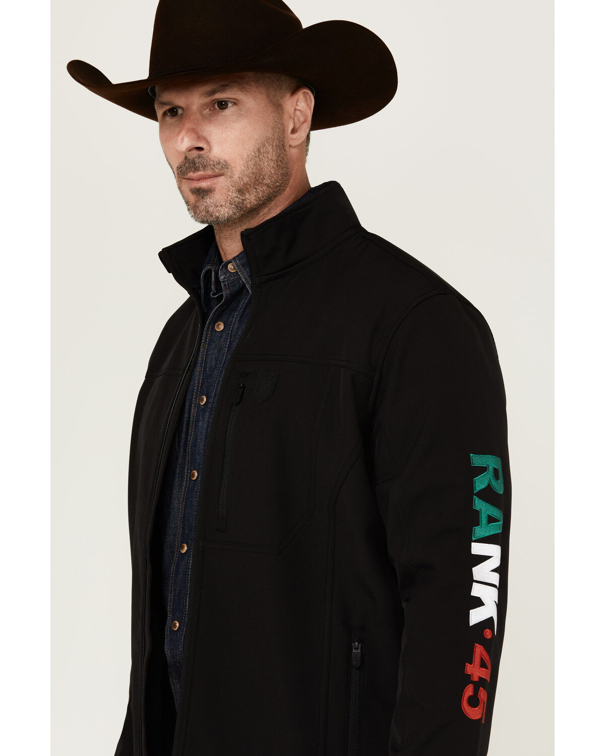 Image #3 - RANK 45® Men's Mexico Flag Softshell Jacket, Black, hi-res