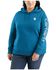 Image #1 - Carhartt Women's Relaxed Fit Midweight Logo Graphic Hoodie - Plus , Blue, hi-res