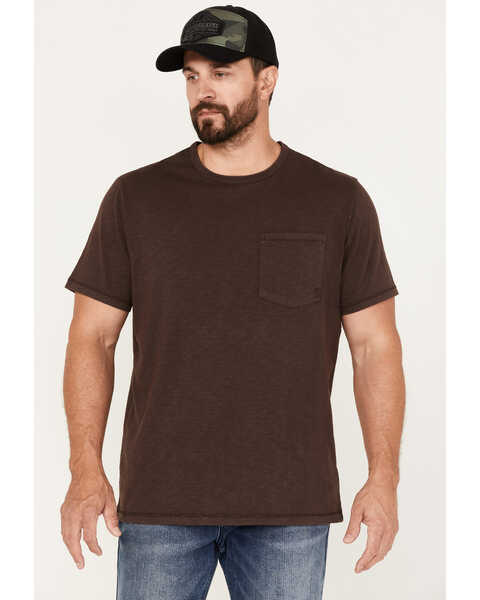 Brothers and Sons Men's Basic Pocket T-Shirt , Dark Brown, hi-res