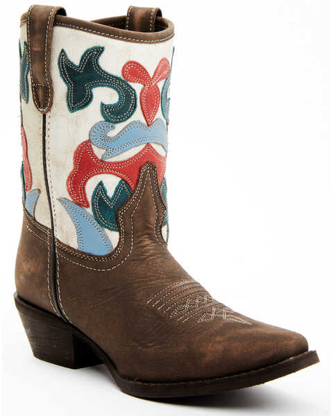 Laredo Women's Western Fashion Boots - Snip Toe , Cream/brown, hi-res