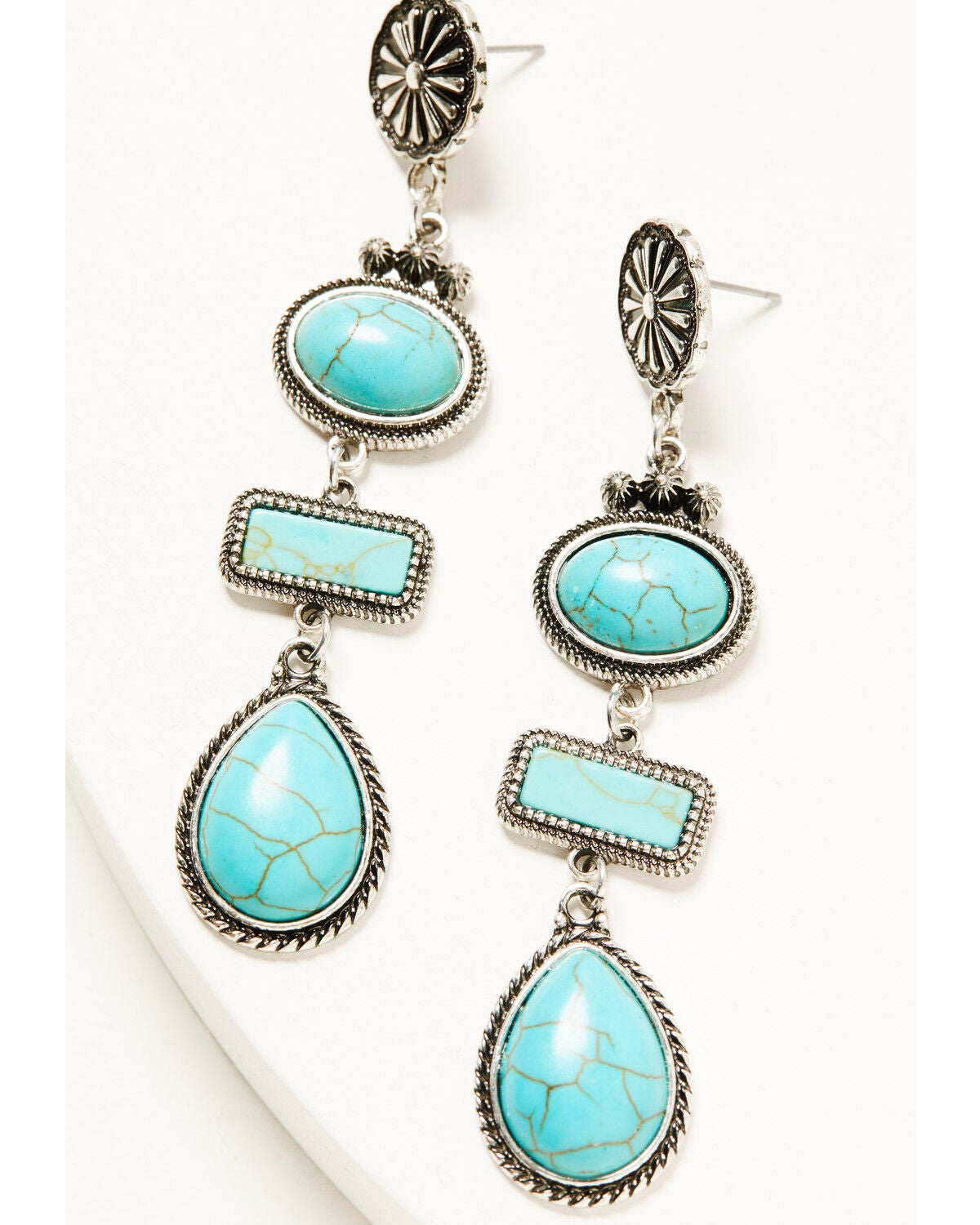 Image #2 - Shyanne Women's 4 Tier Stone Statement Earrings, Turquoise, hi-res