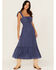 Image #1 - Trixxi Women's Smocked Waist Midi Dress, Blue, hi-res
