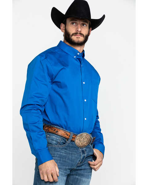 Image #3 - Cody James Core Solid Twill Long Sleeve Western Shirt , Navy, hi-res