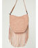 Image #2 - Montana West Women's Tooled Fringe Hobo Shoulder Bag, Dark Pink, hi-res