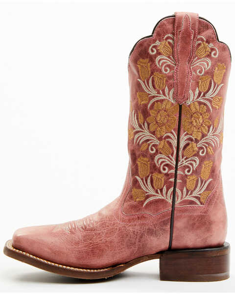 Dan Post Women's Athena Floral Embroidered Western Performance Boots - Broad Square Toe, Pink, hi-res