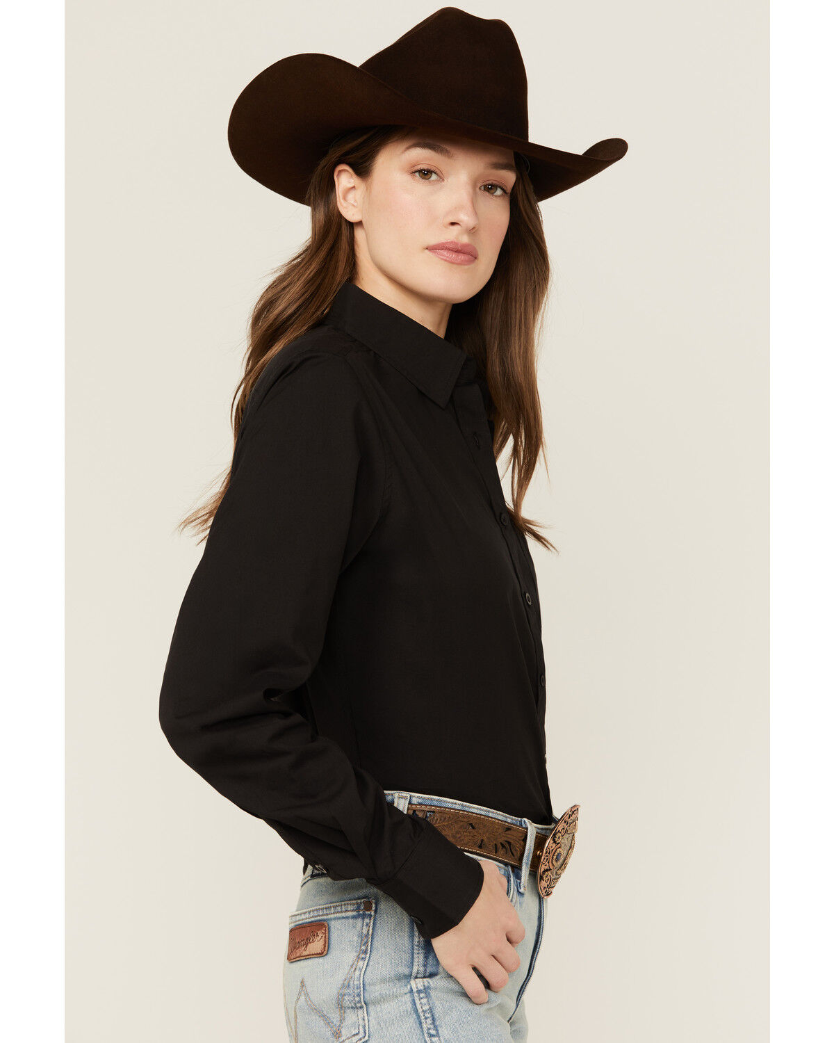 Image #2 - Kimes Ranch Women's Logo Long Sleeve Button-Down Western Shirt, Black, hi-res