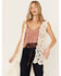 En Creme Floral Crochet High-Low Vest, Cream, hi-res