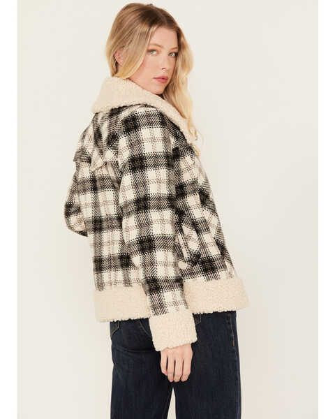 Image #4 - Powder River Outfitters Women's Plaid Print Berber Wool Jacket , Natural, hi-res
