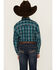 Image #4 - Panhandle Select Boys' Plaid Print Long Sleeve Pearl Snap Western Shirt, Teal, hi-res