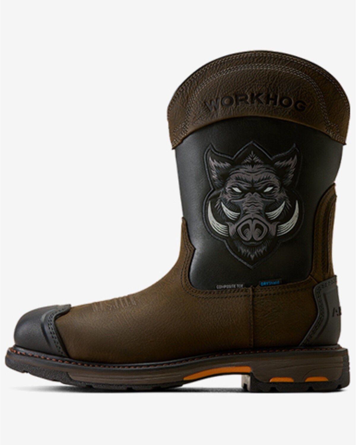 Image #2 - Ariat Men's WorkHog &reg; Full Boar Waterproof Pull-On Work Boots - Composite Toe, Brown, hi-res