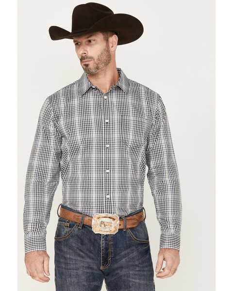 Image #1 - Gibson Men's Wallace Plaid Print Long Sleeve Button-Down Western Shirt, White, hi-res
