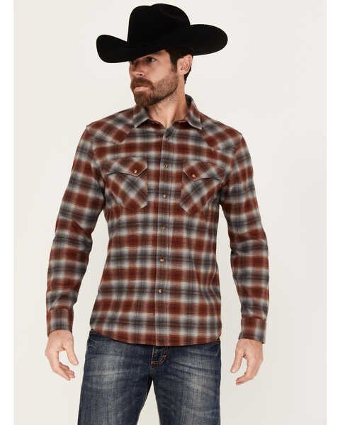 Image #1 - Pendleton Men's Wyatt Plaid Print Long Sleeve Snap Western Flannel Shirt, Charcoal, hi-res