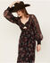 Image #2 - Angie Women's Floral Cut Out Long Sleeve Midi Dress, Black, hi-res
