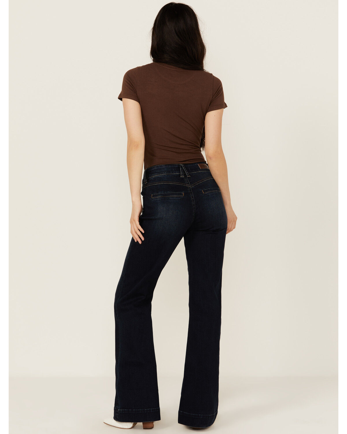 Image #1 - Rock & Roll Denim Women's Dark Wash High Rise Welt Pocket Trouser Stretch Denim Jeans, Dark Wash, hi-res
