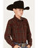 Image #2 - Cody James Boys' Plaid Print Long Sleeve Snap Flannel Shirt, Rust Copper, hi-res