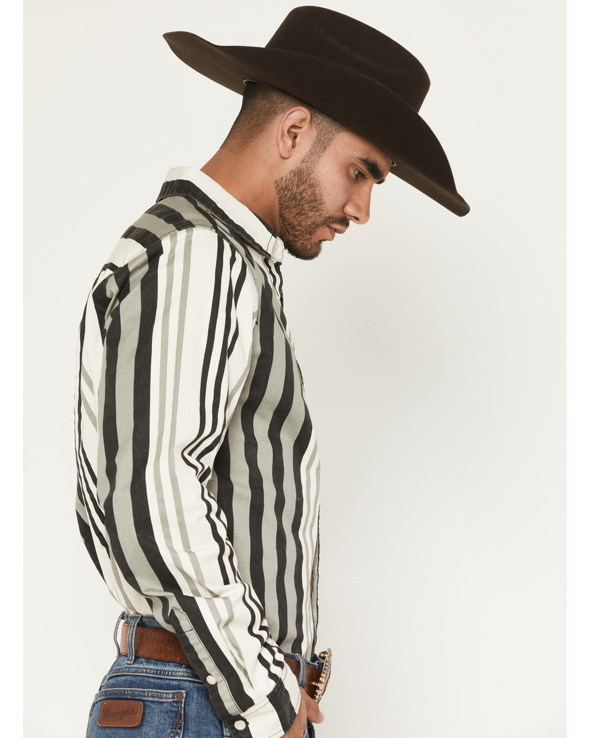 Image #2 - Kimes Ranch Men's 1992 Striped Long Sleeve Button-Down Western Shirt, Black, hi-res
