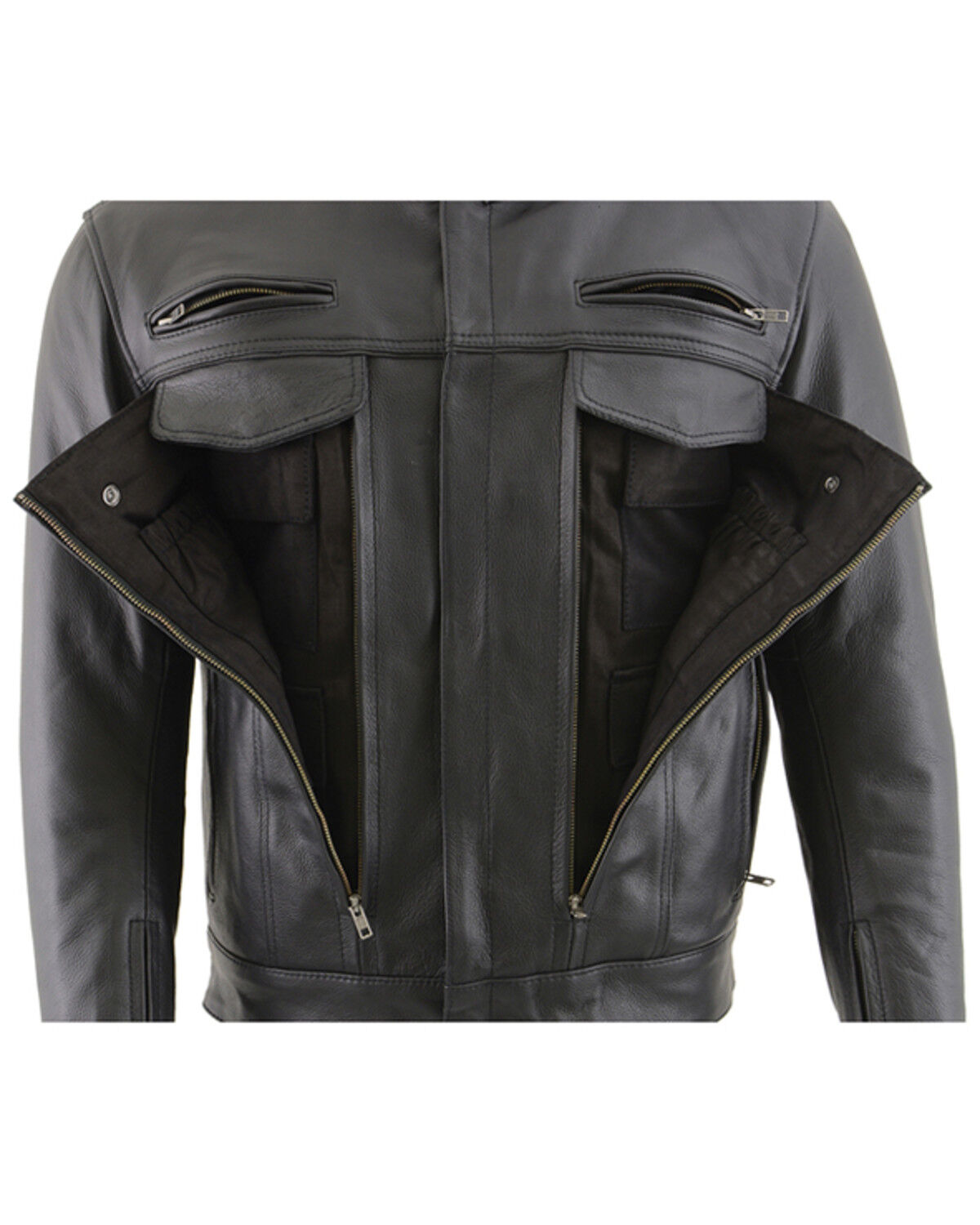 Image #3 - Milwaukee Leather Men's Vented Scooter Zip-Front CoolTec Leather Jacket, Black, hi-res