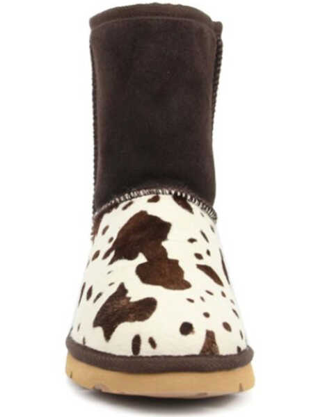 Image #4 - Superlamb Women's Turano Cow Print Real Hair-On Casual Pull On Boots - Round Toe , Chocolate, hi-res