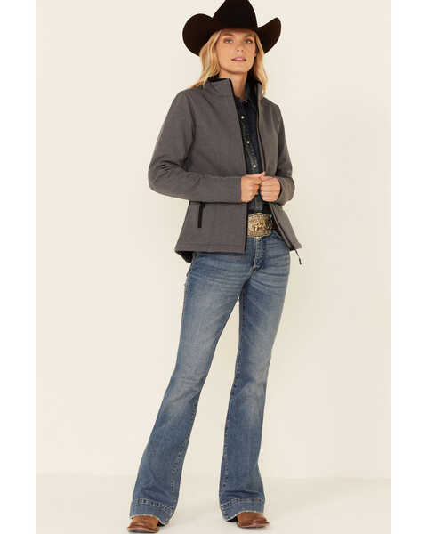 Roper Women's Heather Gray Fleece Zip-Front Softshell Jacket , Grey, hi-res