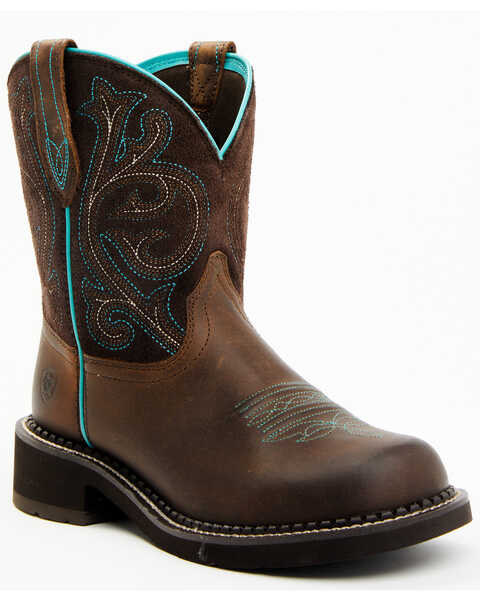 Ariat Fatbaby Women's Heritage Brown/Turquoise Western Boots - Round Toe, Brown, hi-res