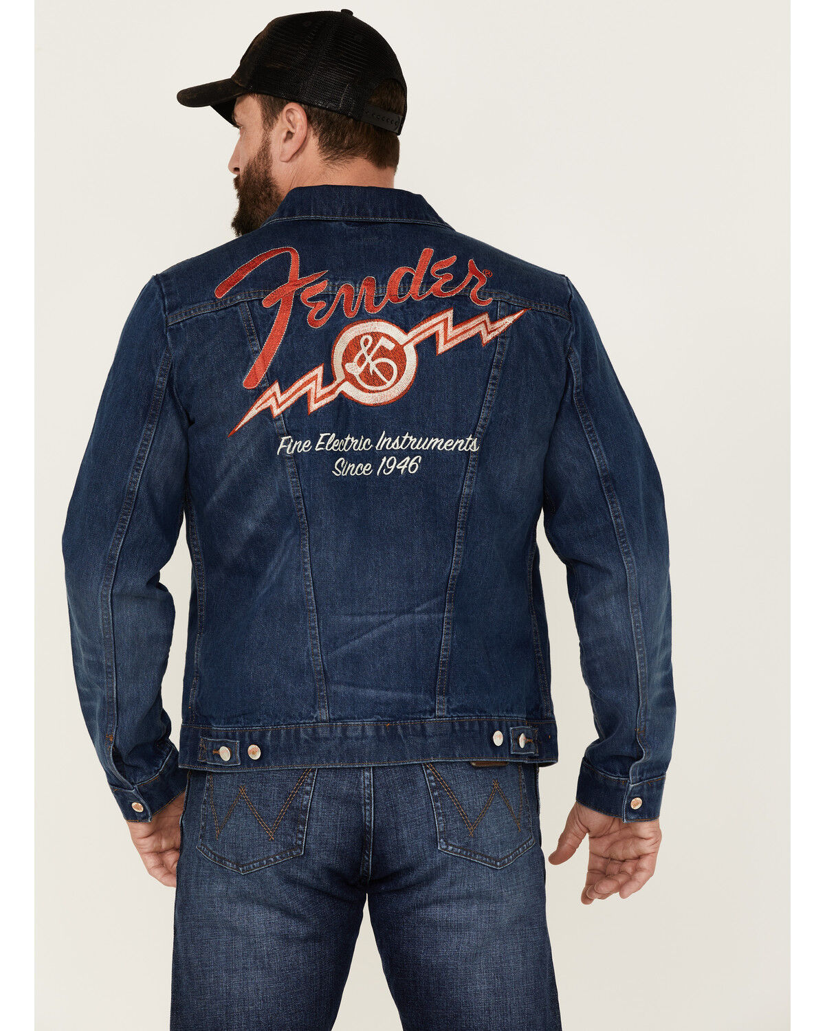 Wrangler X Fender Men's Cowboy Rockstar Patch Denim Jacket
