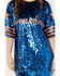 Image #3 - Why Dress Women's Game Day Sequins Oversized Tee, Teal, hi-res