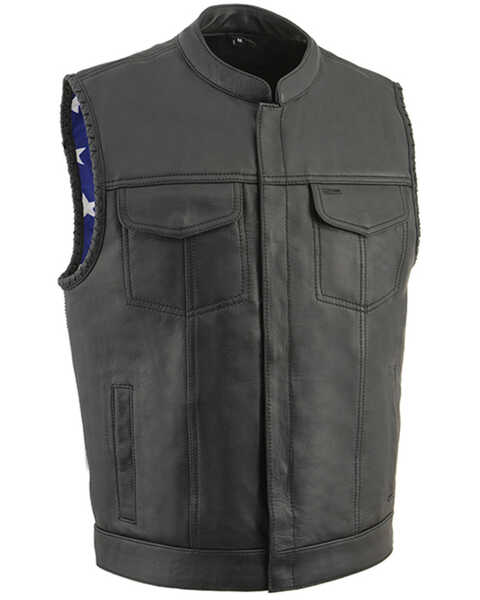 Image #2 - Milwaukee Leather Men's Old Glory Laced Arm Hole Concealed Carry Leather Vest - 7X, Black, hi-res