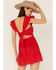 Show Me Your Mumu Women's Open-Back Bow Tie Tiered Mini Dress, Red, hi-res