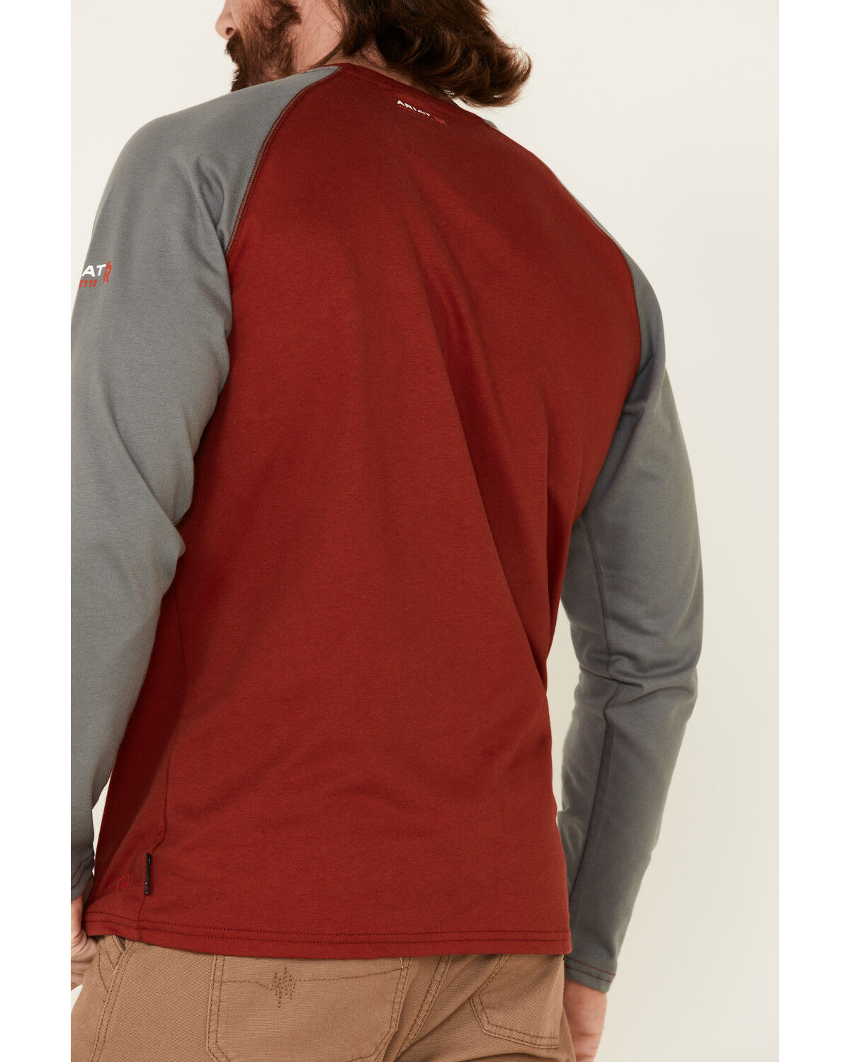 Image #5 - Ariat Men's FR Long Sleeve Baseball Work T-Shirt, Red, hi-res
