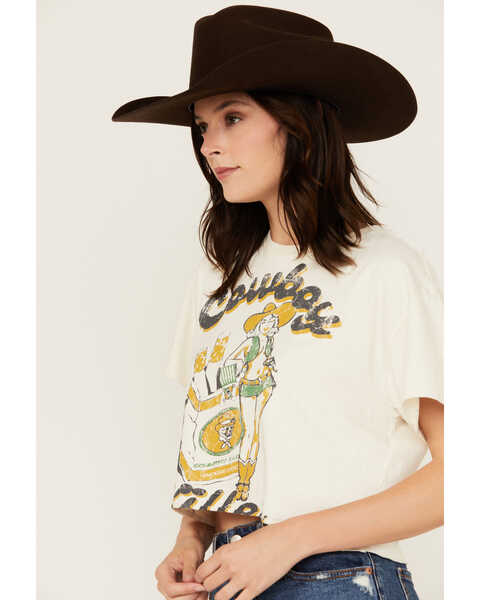 Image #2 - Country Deep Women's Cowboy Killer Short Sleeve Cropped Graphic Tee, Cream, hi-res
