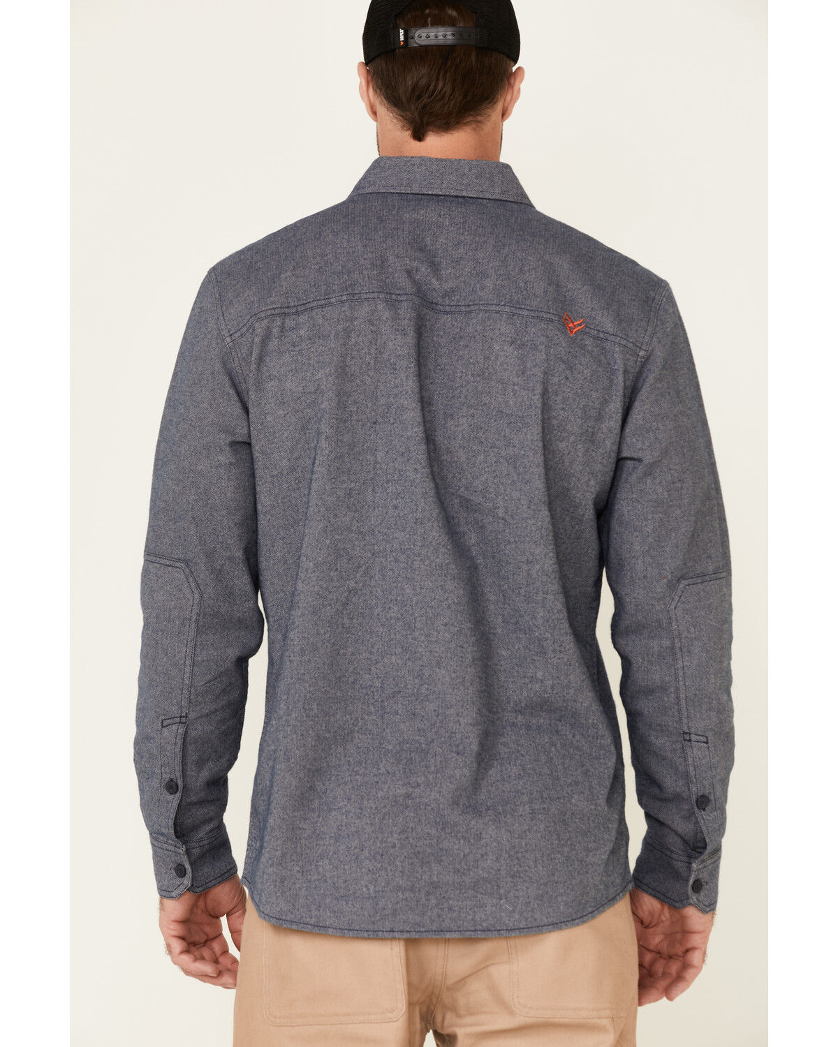 Image #4 - Hawx Men's Greyline Solid Stretch Herringbone Long Sleeve Work Shirt, Navy, hi-res