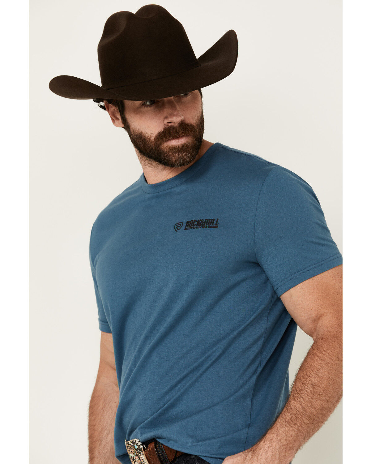 Image #4 - Rock & Roll Denim Men's Wild West Cowboy Short Sleeve Graphic T-Shirt, Blue, hi-res