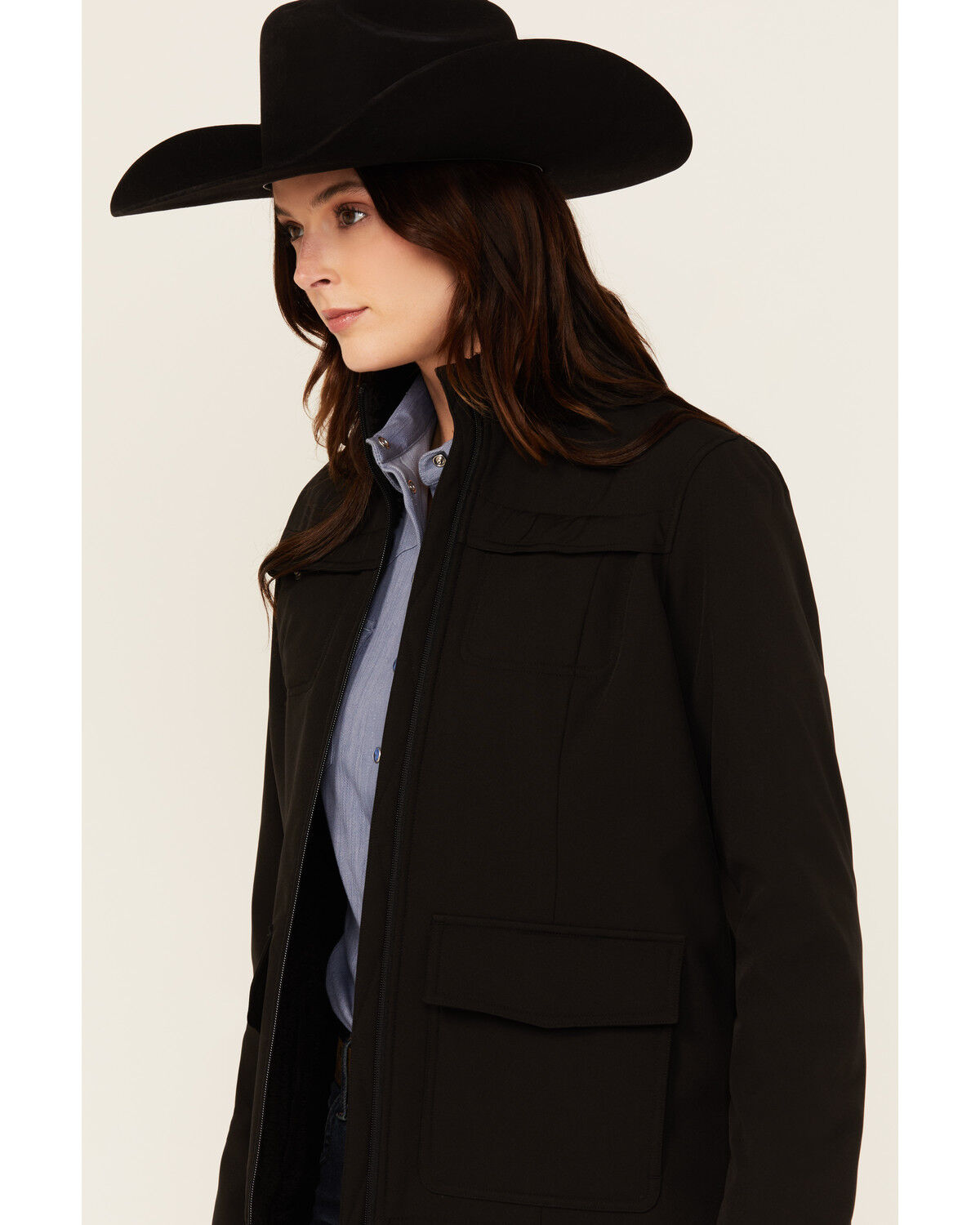 Image #2 - Shyanne Women's Solid Softshell Lined Zip-Up Jacket, Black, hi-res