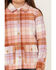 Shyanne Girls' Plaid Print Shacket, Lavender, hi-res