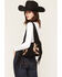 Image #1 - Idyllwind Women's Lorna Boot Stitch Suede Shoulder Bag, Black, hi-res
