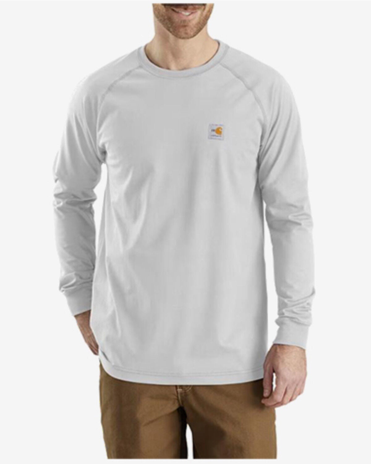 Carhartt Men's FR Long Sleeve Pocket Work Shirt - Tall, Light Grey, hi-res
