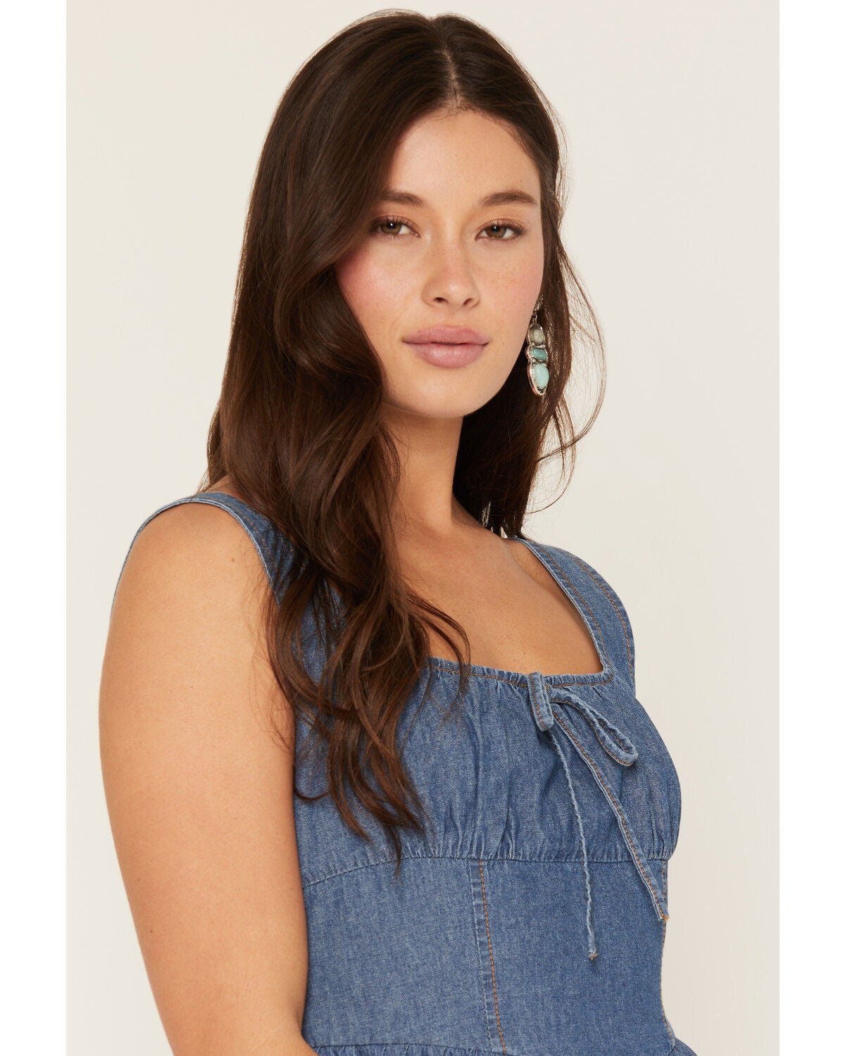 Image #2 - 26 International Women's Medium Wash Denim Sleeveless Corset Midi Dress, Medium Wash, hi-res