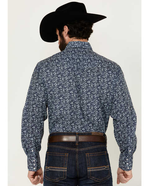 Image #4 - Roper Men's Floral Print Long Sleeve Snap Western Shirt - Tall , Navy, hi-res