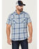 Image #1 - Flag & Anthem Men's Desert Son Cookeville Vintage Large Plaid Short Sleeve Snap Western Shirt, Light Blue, hi-res
