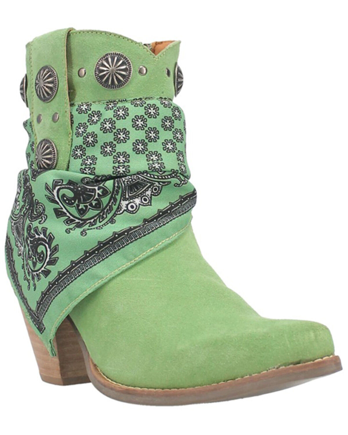 Image #1 - Dingo Women's Suede Bandida Western Booties - Round Toe, Moss Green, hi-res