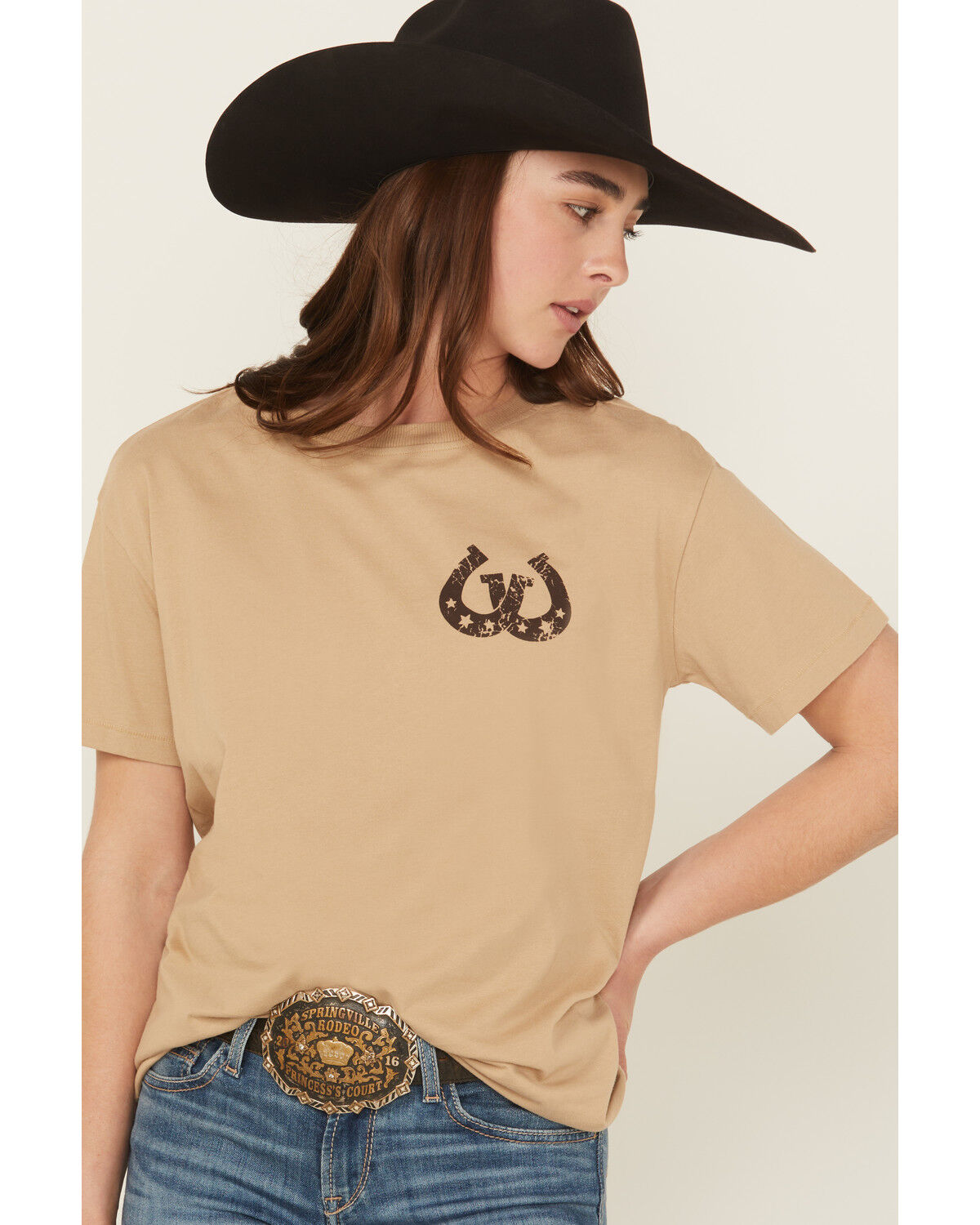 Image #3 - Shyanne Women's Everyone Thinks They're Cowboy Short Sleeve Graphic Tee, Khaki, hi-res