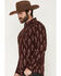 Image #2 - Moonshine Spirit&reg; Men's Burning Man Printed Long Sleeve Snap Western Print, Burgundy, hi-res