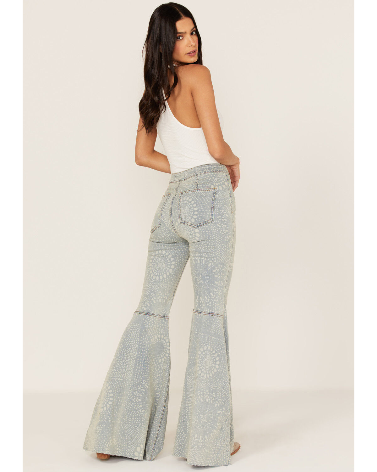 Image #3 - Free People Women's Light Wash High Rise Geo Print Just Float On Flare Jeans, , hi-res
